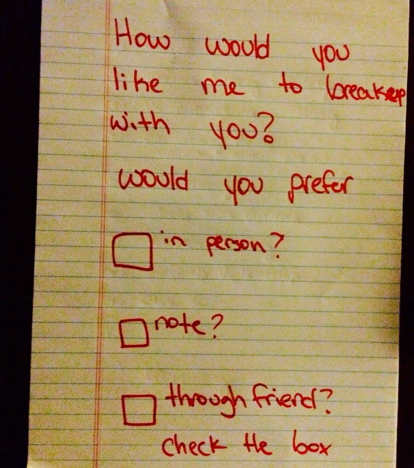 20 hilarious breakup notes couples have used to separate